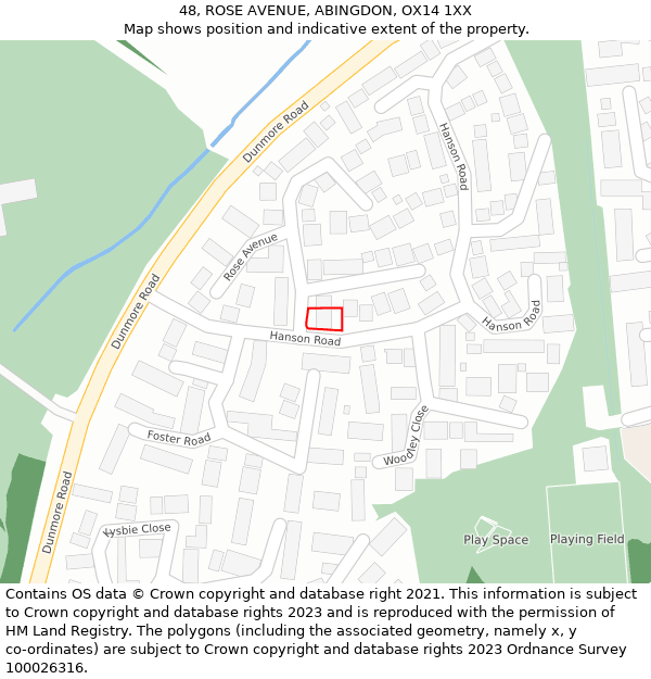 48, ROSE AVENUE, ABINGDON, OX14 1XX: Location map and indicative extent of plot