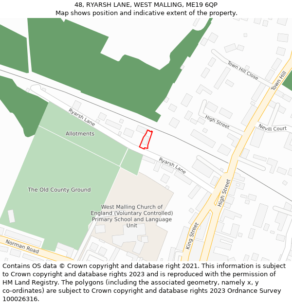 48, RYARSH LANE, WEST MALLING, ME19 6QP: Location map and indicative extent of plot