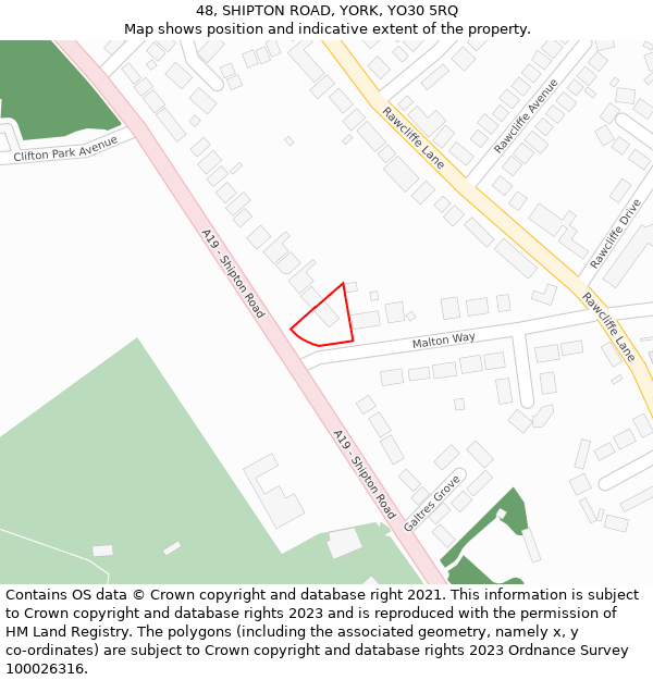 48, SHIPTON ROAD, YORK, YO30 5RQ: Location map and indicative extent of plot