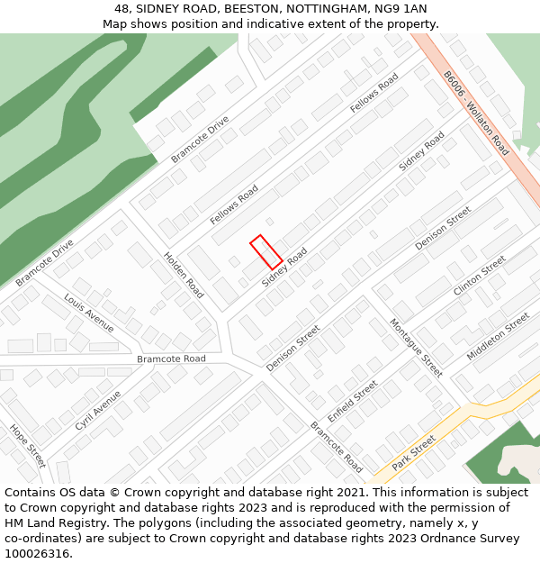 48, SIDNEY ROAD, BEESTON, NOTTINGHAM, NG9 1AN: Location map and indicative extent of plot