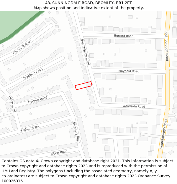 48, SUNNINGDALE ROAD, BROMLEY, BR1 2ET: Location map and indicative extent of plot