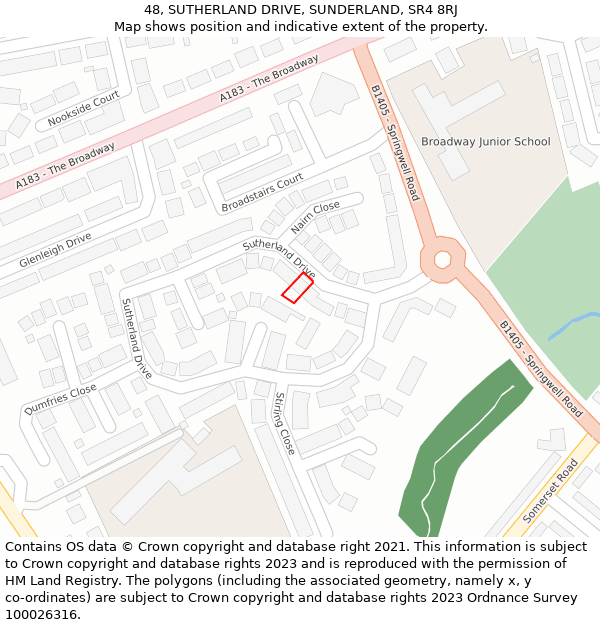 48, SUTHERLAND DRIVE, SUNDERLAND, SR4 8RJ: Location map and indicative extent of plot