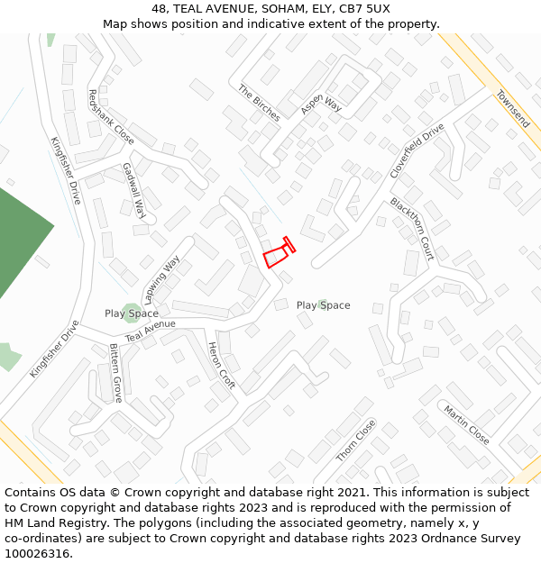 48, TEAL AVENUE, SOHAM, ELY, CB7 5UX: Location map and indicative extent of plot