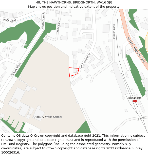 48, THE HAWTHORNS, BRIDGNORTH, WV16 5JG: Location map and indicative extent of plot