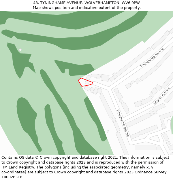 48, TYNINGHAME AVENUE, WOLVERHAMPTON, WV6 9PW: Location map and indicative extent of plot