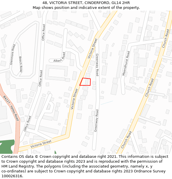 48, VICTORIA STREET, CINDERFORD, GL14 2HR: Location map and indicative extent of plot