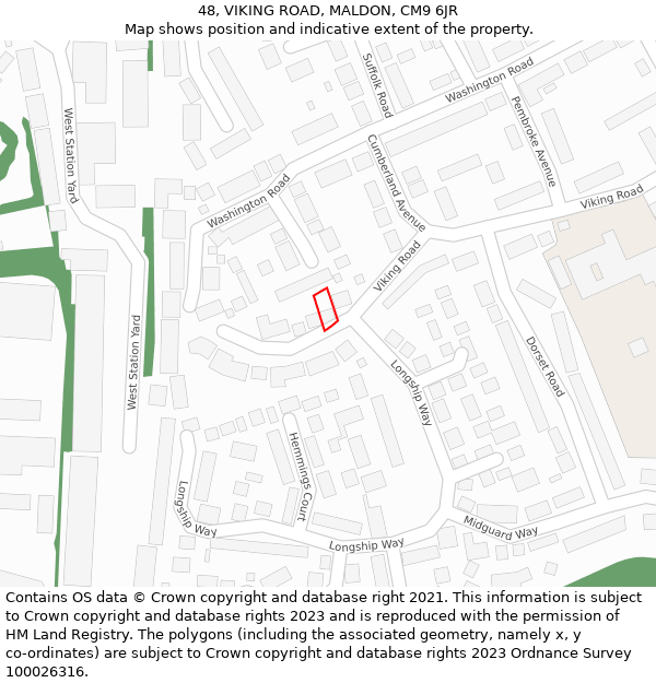 48, VIKING ROAD, MALDON, CM9 6JR: Location map and indicative extent of plot