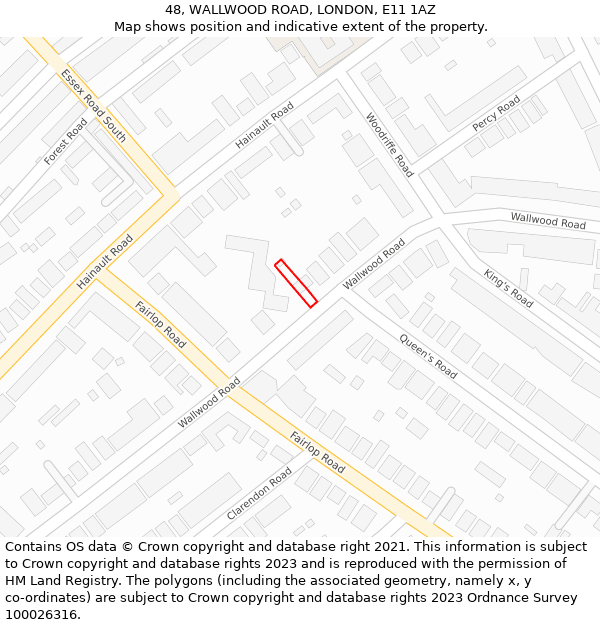 48, WALLWOOD ROAD, LONDON, E11 1AZ: Location map and indicative extent of plot