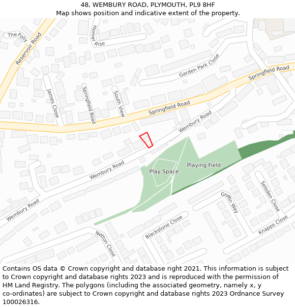 48, WEMBURY ROAD, PLYMOUTH, PL9 8HF: Location map and indicative extent of plot