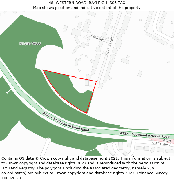 48, WESTERN ROAD, RAYLEIGH, SS6 7AX: Location map and indicative extent of plot