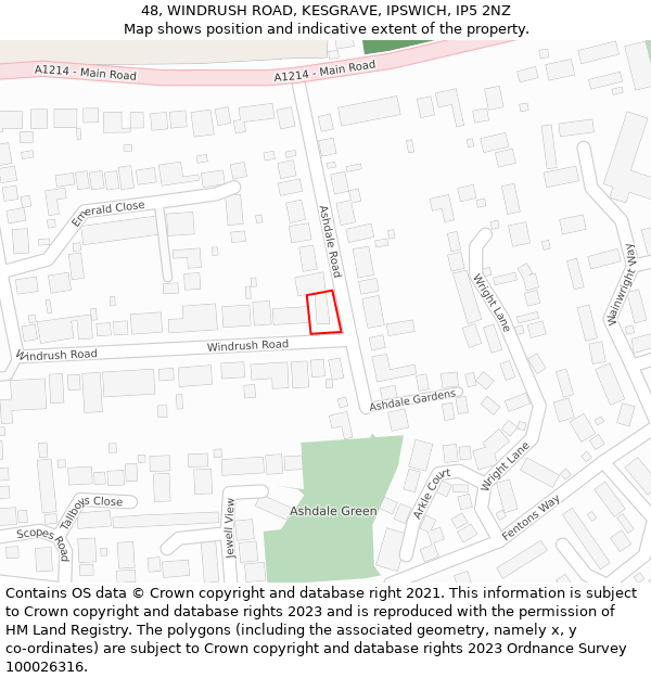 48, WINDRUSH ROAD, KESGRAVE, IPSWICH, IP5 2NZ: Location map and indicative extent of plot