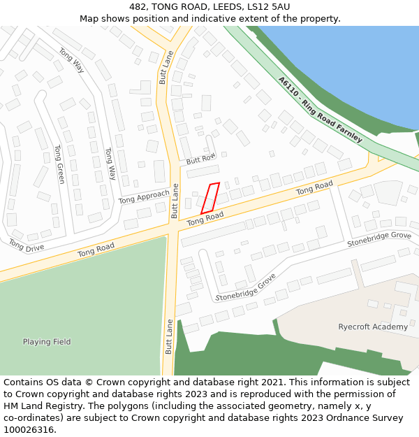 482, TONG ROAD, LEEDS, LS12 5AU: Location map and indicative extent of plot