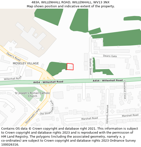 483A, WILLENHALL ROAD, WILLENHALL, WV13 3NX: Location map and indicative extent of plot
