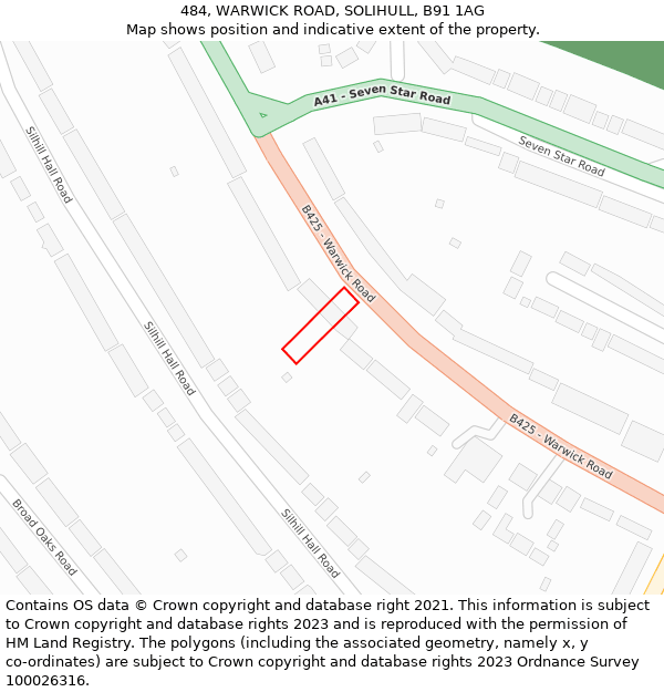 484, WARWICK ROAD, SOLIHULL, B91 1AG: Location map and indicative extent of plot