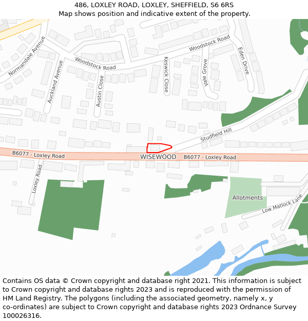486, LOXLEY ROAD, LOXLEY, SHEFFIELD, S6 6RS: Location map and indicative extent of plot