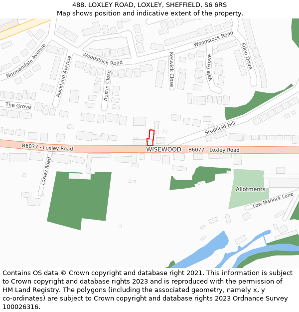 488, LOXLEY ROAD, LOXLEY, SHEFFIELD, S6 6RS: Location map and indicative extent of plot