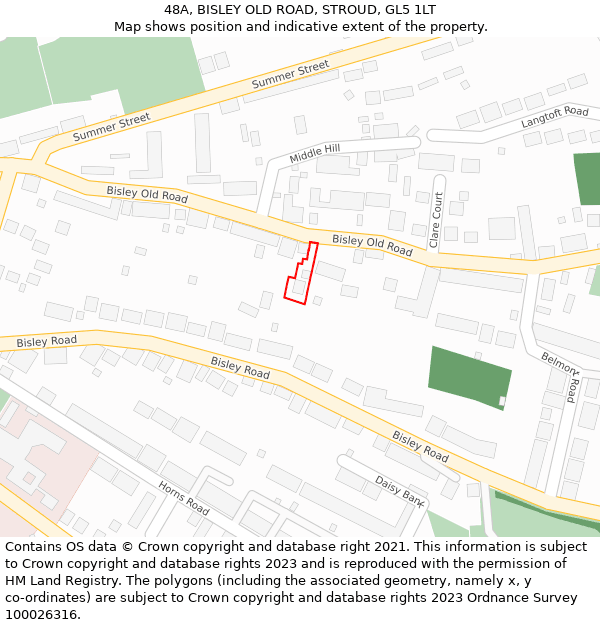 48A, BISLEY OLD ROAD, STROUD, GL5 1LT: Location map and indicative extent of plot