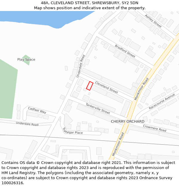 48A, CLEVELAND STREET, SHREWSBURY, SY2 5DN: Location map and indicative extent of plot