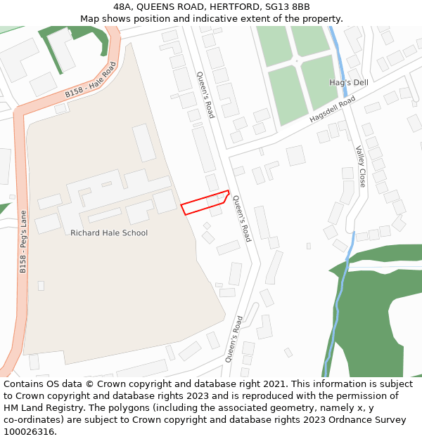 48A, QUEENS ROAD, HERTFORD, SG13 8BB: Location map and indicative extent of plot
