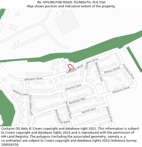 49, AFFLINGTON ROAD, PLYMOUTH, PL9 7GH: Location map and indicative extent of plot
