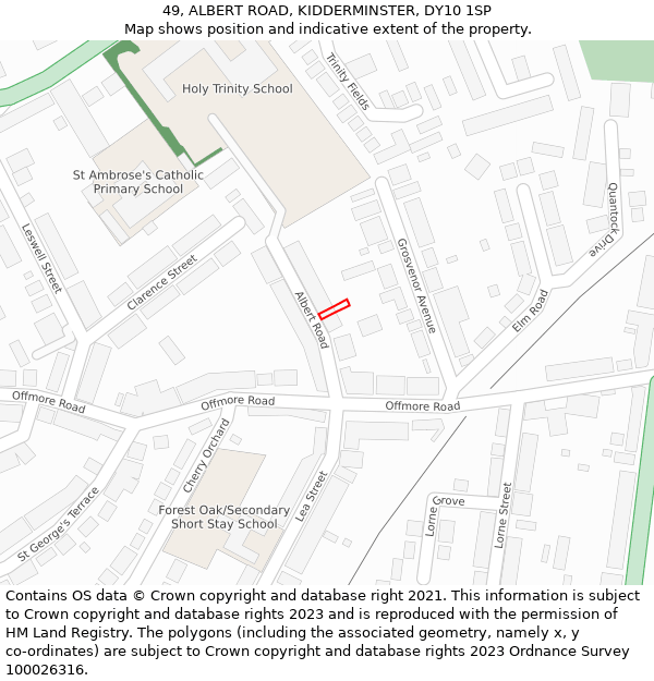 49, ALBERT ROAD, KIDDERMINSTER, DY10 1SP: Location map and indicative extent of plot