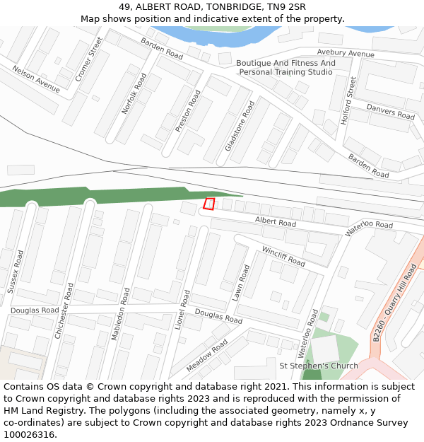 49, ALBERT ROAD, TONBRIDGE, TN9 2SR: Location map and indicative extent of plot