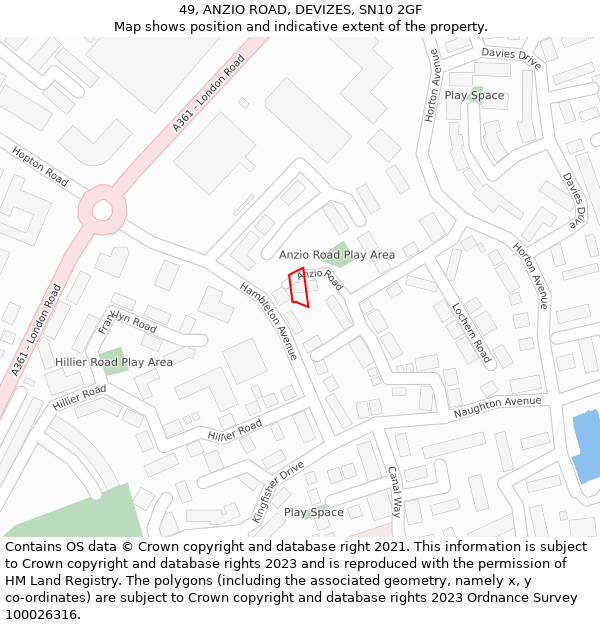 49, ANZIO ROAD, DEVIZES, SN10 2GF: Location map and indicative extent of plot