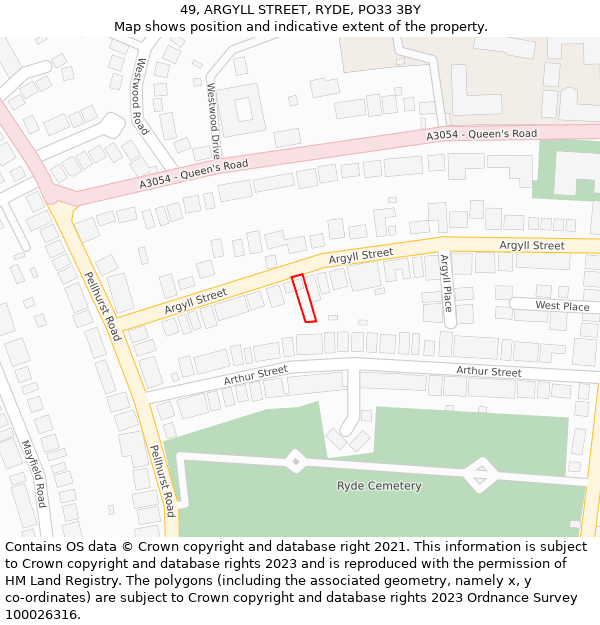 49, ARGYLL STREET, RYDE, PO33 3BY: Location map and indicative extent of plot