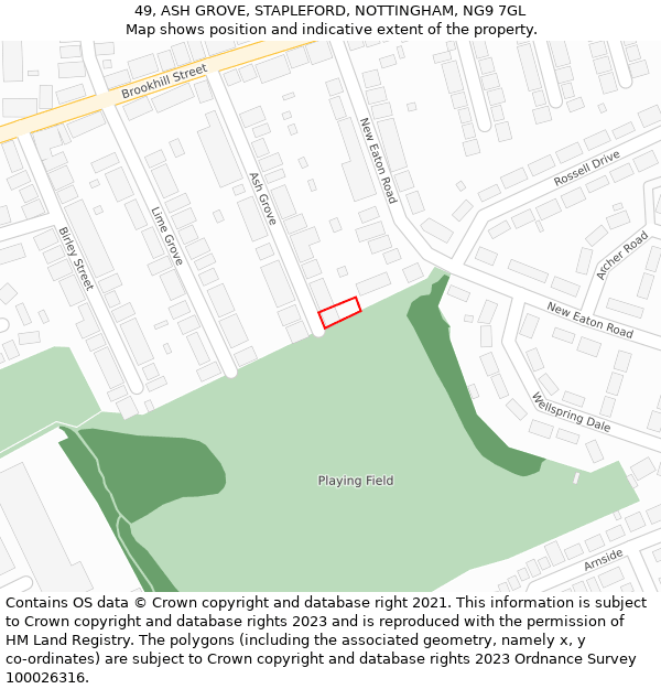 49, ASH GROVE, STAPLEFORD, NOTTINGHAM, NG9 7GL: Location map and indicative extent of plot