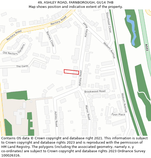 49, ASHLEY ROAD, FARNBOROUGH, GU14 7HB: Location map and indicative extent of plot