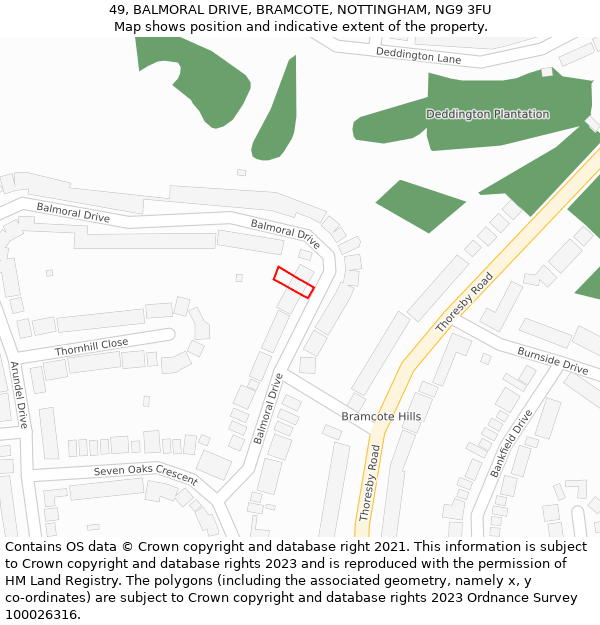 49, BALMORAL DRIVE, BRAMCOTE, NOTTINGHAM, NG9 3FU: Location map and indicative extent of plot