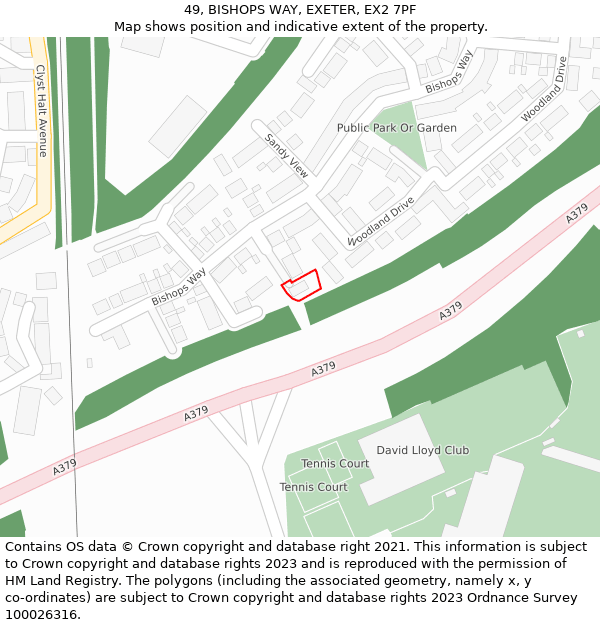 49, BISHOPS WAY, EXETER, EX2 7PF: Location map and indicative extent of plot