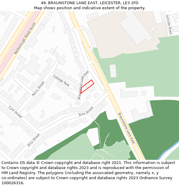 49, BRAUNSTONE LANE EAST, LEICESTER, LE3 2FD: Location map and indicative extent of plot