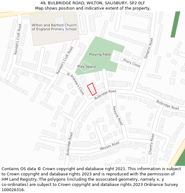 49, BULBRIDGE ROAD, WILTON, SALISBURY, SP2 0LF: Location map and indicative extent of plot