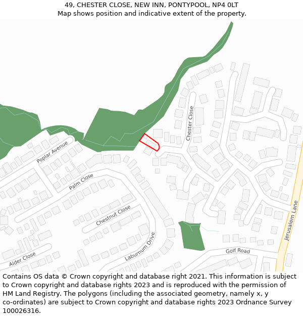49, CHESTER CLOSE, NEW INN, PONTYPOOL, NP4 0LT: Location map and indicative extent of plot