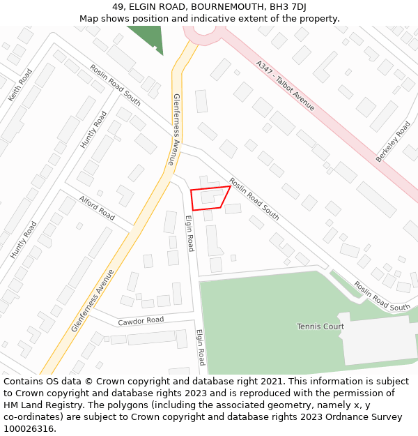 49, ELGIN ROAD, BOURNEMOUTH, BH3 7DJ: Location map and indicative extent of plot