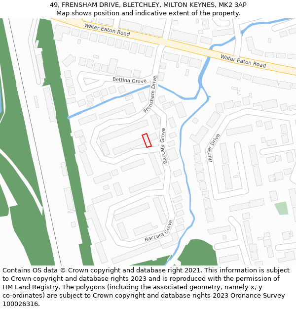 49, FRENSHAM DRIVE, BLETCHLEY, MILTON KEYNES, MK2 3AP: Location map and indicative extent of plot