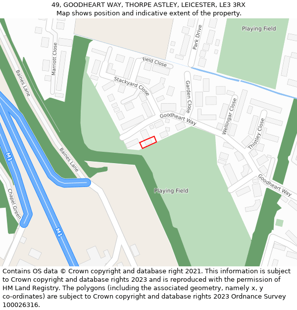 49, GOODHEART WAY, THORPE ASTLEY, LEICESTER, LE3 3RX: Location map and indicative extent of plot