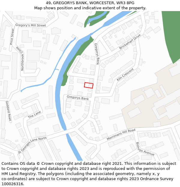 49, GREGORYS BANK, WORCESTER, WR3 8PG: Location map and indicative extent of plot