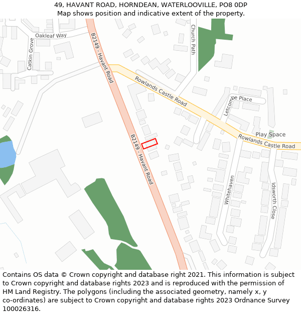 49, HAVANT ROAD, HORNDEAN, WATERLOOVILLE, PO8 0DP: Location map and indicative extent of plot