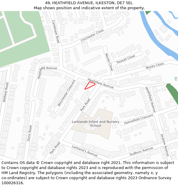 49, HEATHFIELD AVENUE, ILKESTON, DE7 5EL: Location map and indicative extent of plot