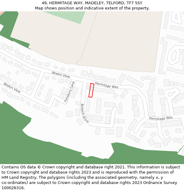 49, HERMITAGE WAY, MADELEY, TELFORD, TF7 5SY: Location map and indicative extent of plot