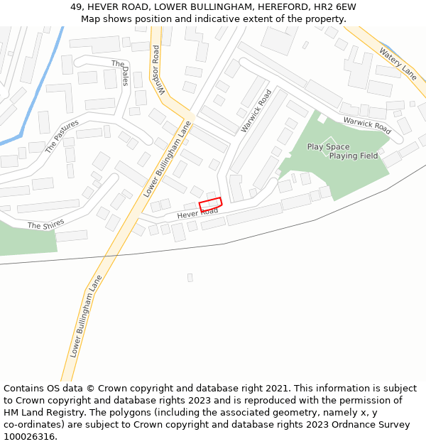 49, HEVER ROAD, LOWER BULLINGHAM, HEREFORD, HR2 6EW: Location map and indicative extent of plot