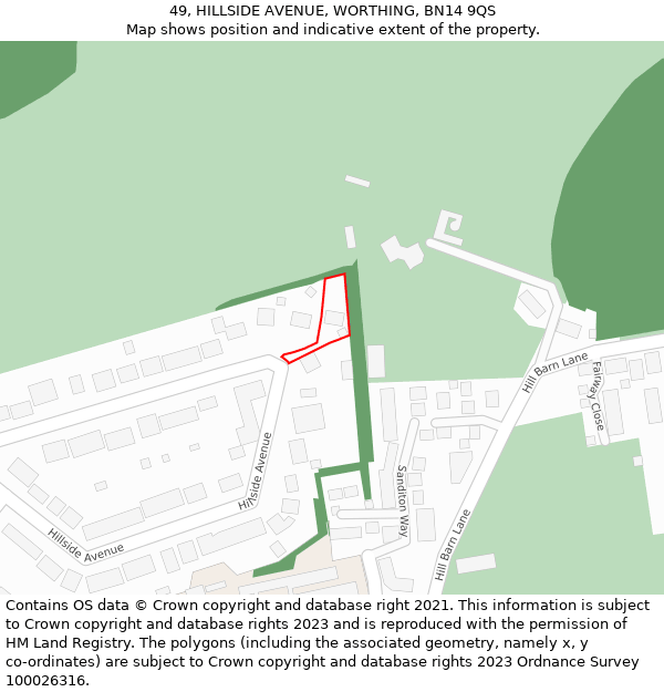 49, HILLSIDE AVENUE, WORTHING, BN14 9QS: Location map and indicative extent of plot