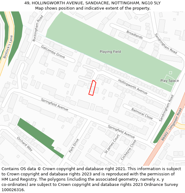 49, HOLLINGWORTH AVENUE, SANDIACRE, NOTTINGHAM, NG10 5LY: Location map and indicative extent of plot