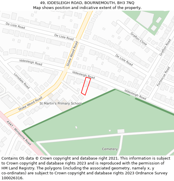 49, IDDESLEIGH ROAD, BOURNEMOUTH, BH3 7NQ: Location map and indicative extent of plot