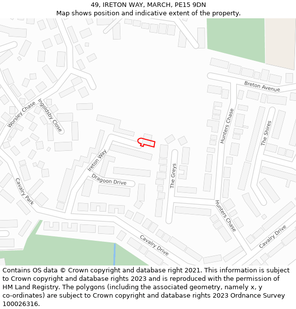 49, IRETON WAY, MARCH, PE15 9DN: Location map and indicative extent of plot