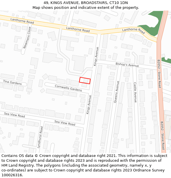 49, KINGS AVENUE, BROADSTAIRS, CT10 1DN: Location map and indicative extent of plot