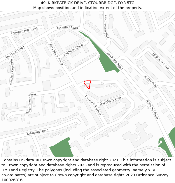 49, KIRKPATRICK DRIVE, STOURBRIDGE, DY8 5TG: Location map and indicative extent of plot