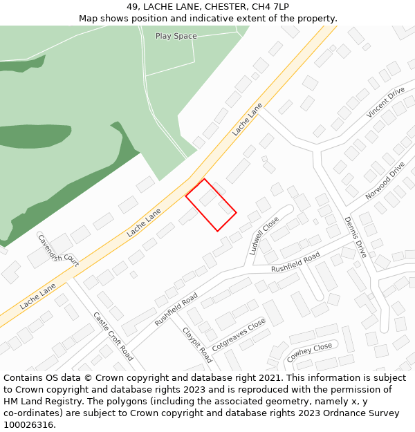 49, LACHE LANE, CHESTER, CH4 7LP: Location map and indicative extent of plot
